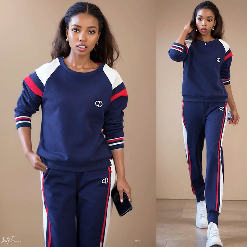 Casual Sports Suit Female Spring & Fall 2024 New Fashion round Neck Sweatshirt Loose Easiest for Match Fashionable Long Sleeve Two-piece Set