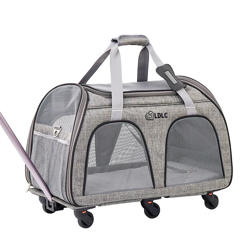 Pet Trolley Case Detachable Universal Wheel Breathable Foldable Large-capacity Dog Bag Cat Carrier for 15kg